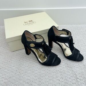 Coach Tristen Black Heels with Gold Details
